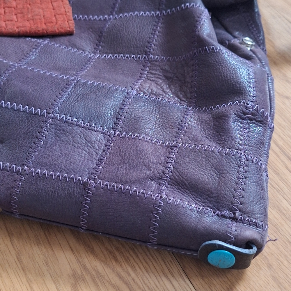 Gabs Euc Real Italian Patchwork Purple Leather La… - image 2
